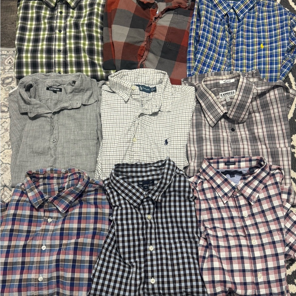 Lot of 9 men’s xl button up shirts